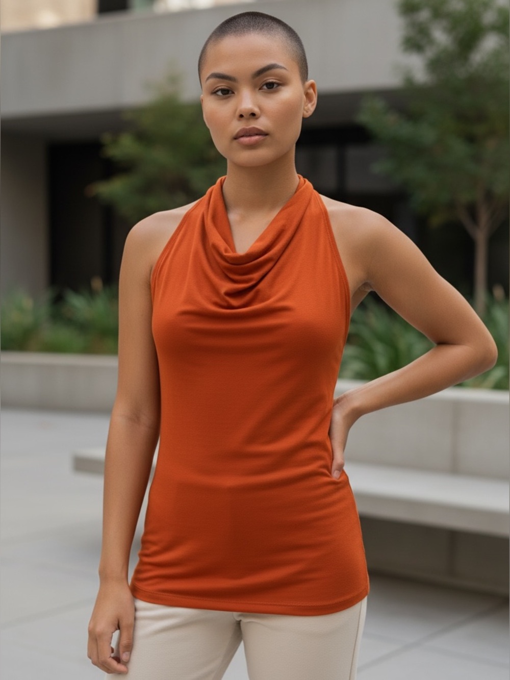 Express Burnt Orange Halter Top